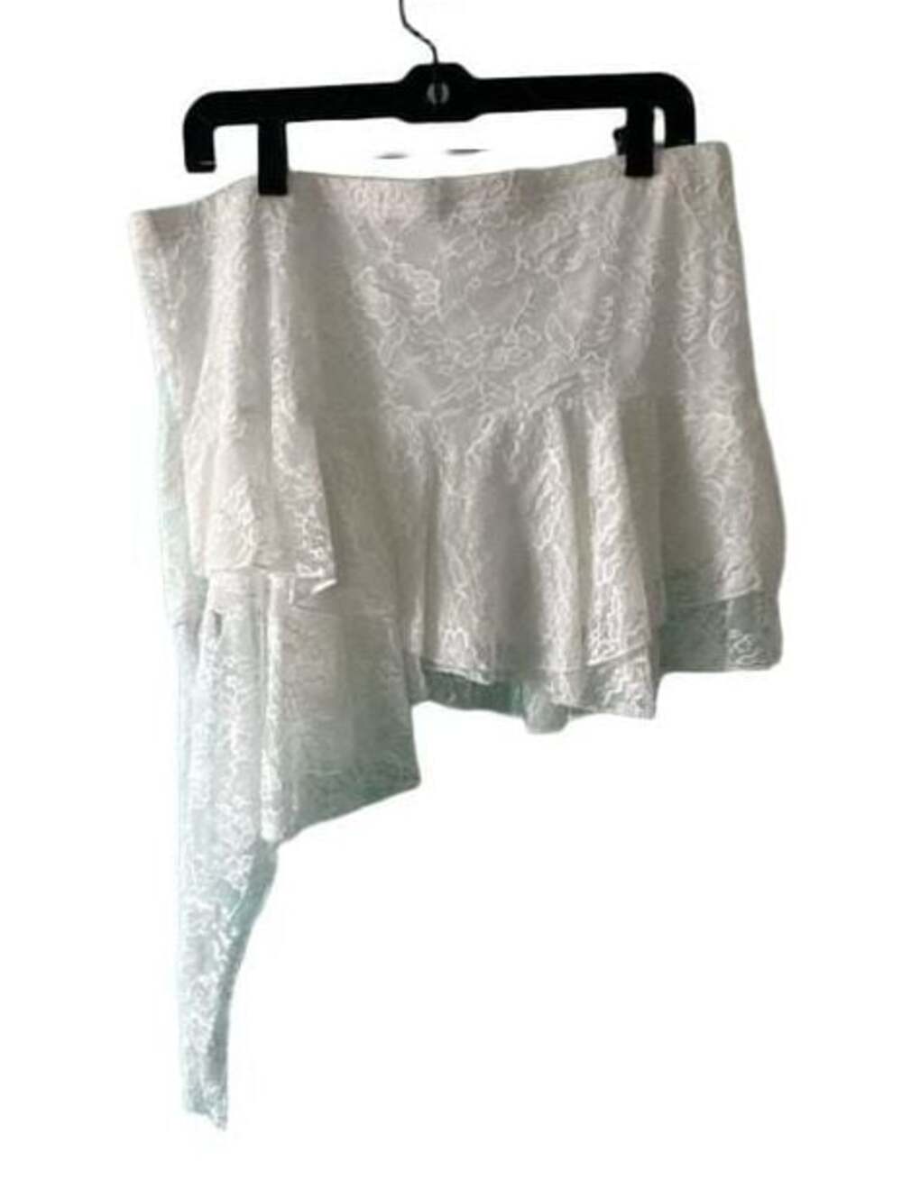 SHEIN Curve White Lace Asymmetrical Hem Ruffle Skort 2XL